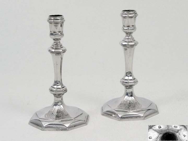 A Pair of George II Silver Candlesticks